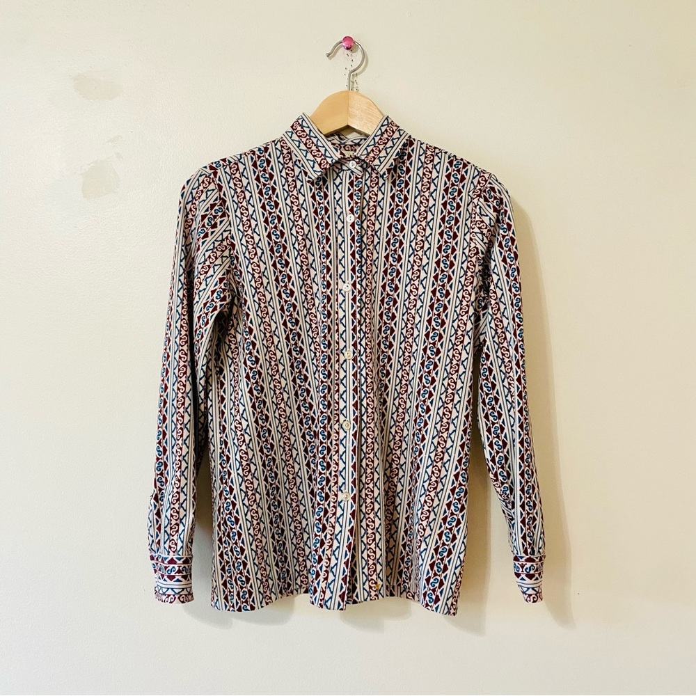 Vintage 60s Sears Long Sleeve Button Down Shirt Collared Retro 12